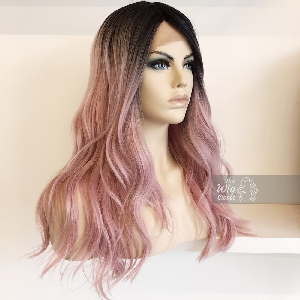 20" Silver/Pink Ombre Lace Front Wig | Ashley